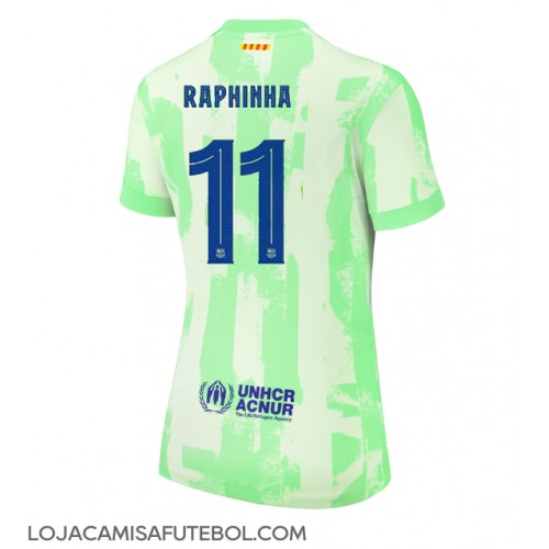 Camisa de Futebol Barcelona Raphinha Belloli #11 Equipamento Alternativo Mulheres 2024-25 Manga Curta